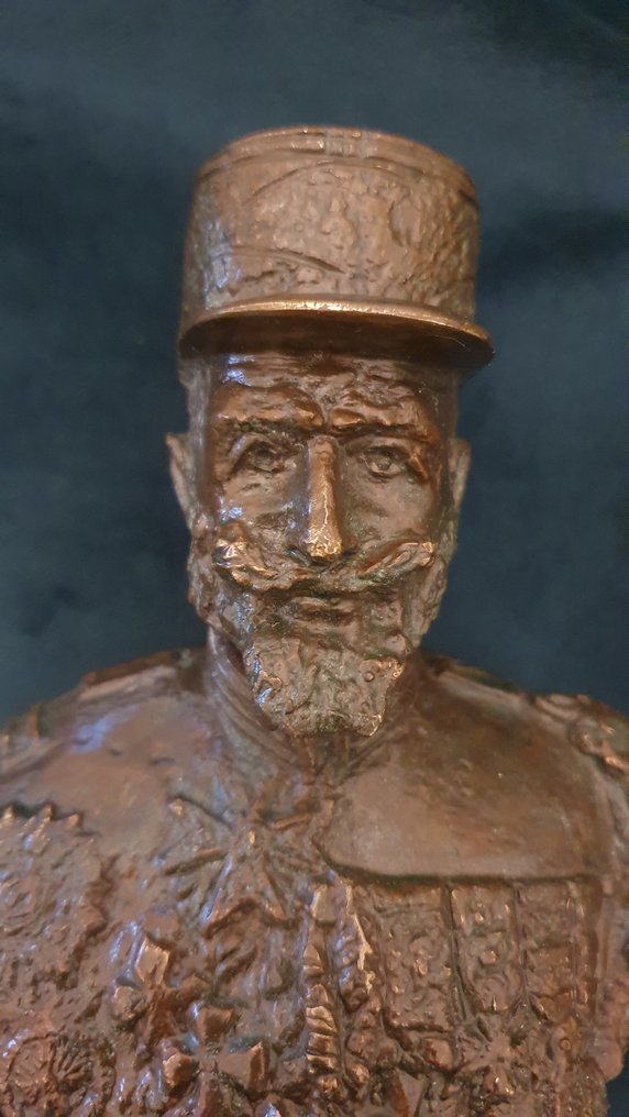 Paltrié - 半身像, buste du Général Rollet - 22 cm - 铜绿青铜 - 1960 #2.1