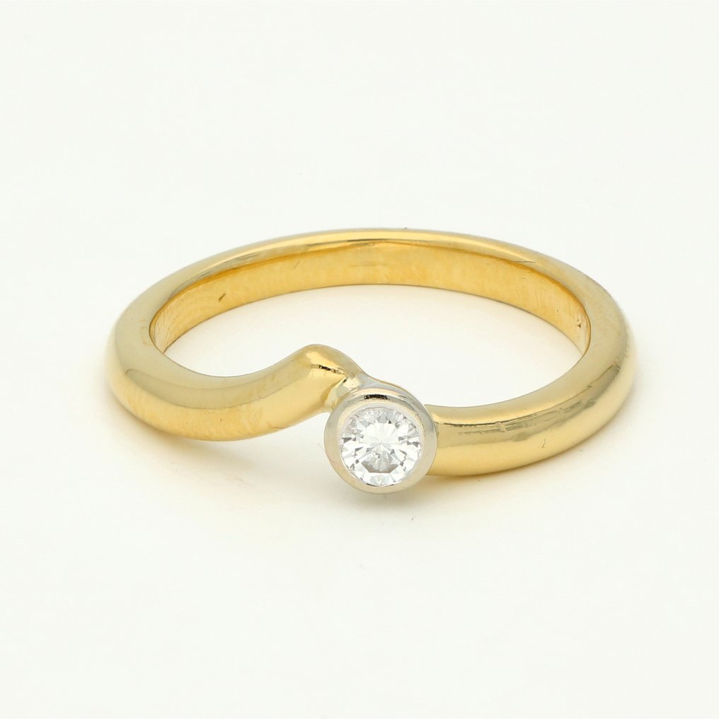 Ring - 18 kt. Yellow gold -  0.08ct. tw. Diamond  (Natural) - Solitary #1.1