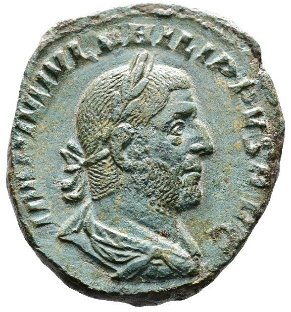 Rooman imperiumi. Philip I  Important issue, part of Series Commemorating the 1000th. anniversary of Rome.. Sestertius 244–249 AD. #1.2