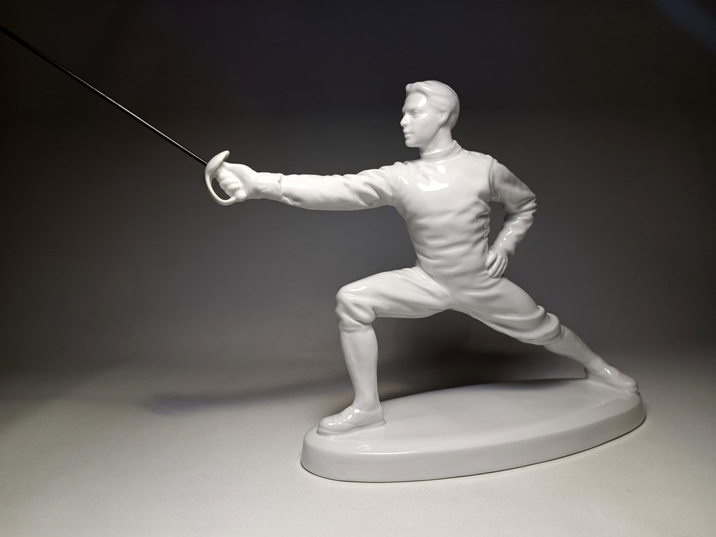 Herend - Sculpture, Olympic Swordsman - 27 cm - Porcelain #2.1
