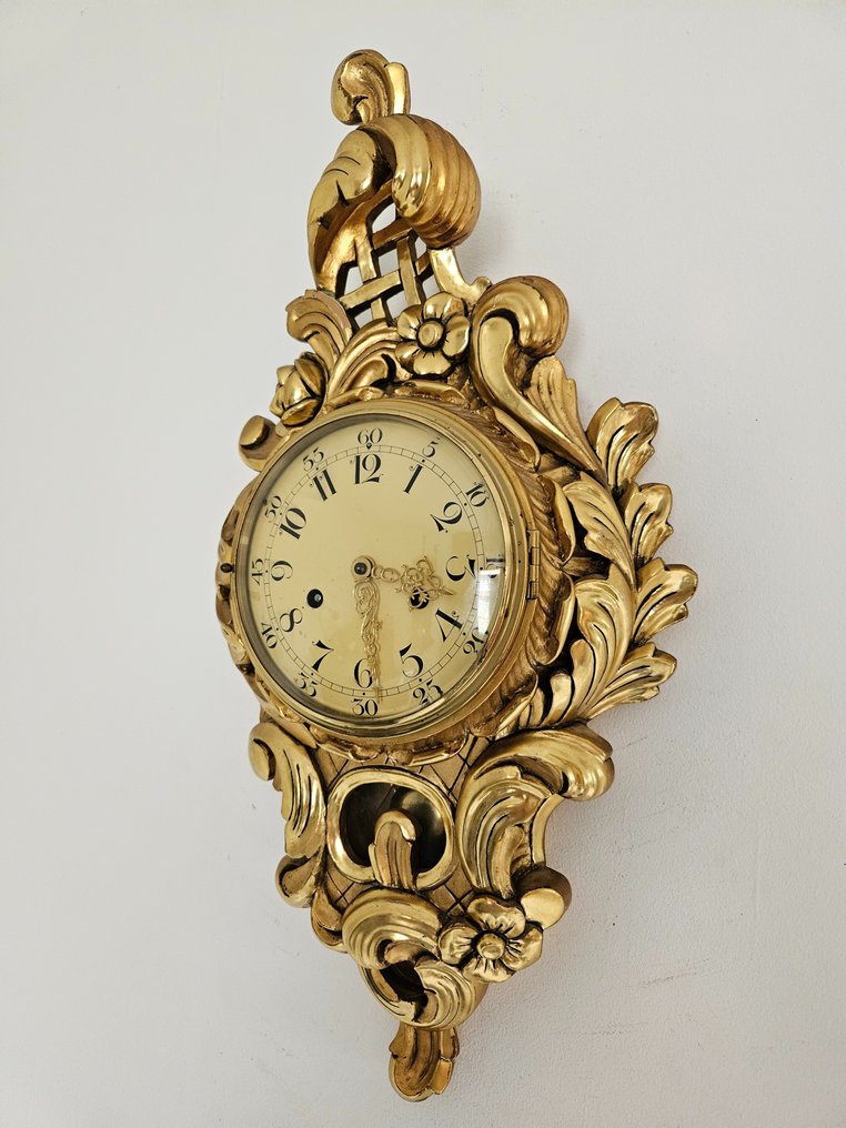Σουηδικό ρολόι καρτέλ -   Ξύλο με επίχρυσο στρώμα από πάνω - 1960-1970 #1.1