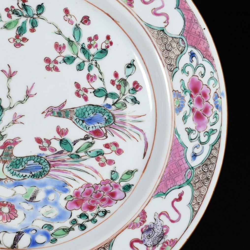 Lautanen - Assiette en porcelaine aux émaux de la Famille Rose à décor d'un couple de faisans - Posliini #2.1