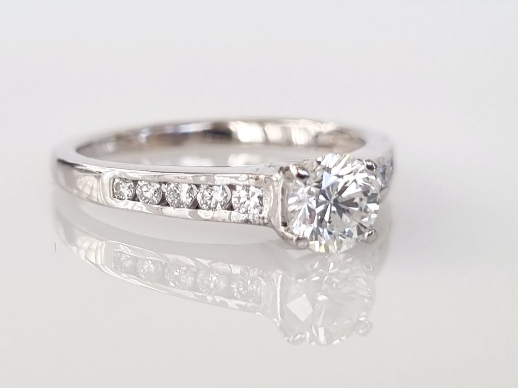Inel de logodnă - 18 ct. Aur alb -  0.77ct. tw. Diamant  (Natural) #2.1