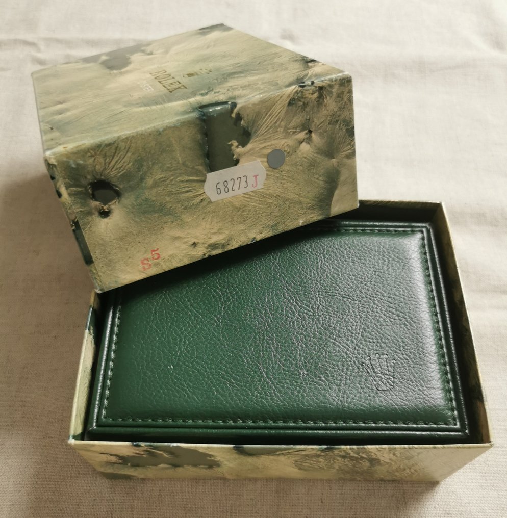 Rolex - vintage t2 moon crater green leather box ref.68.00.55/out box stickers 68273 good #1.1