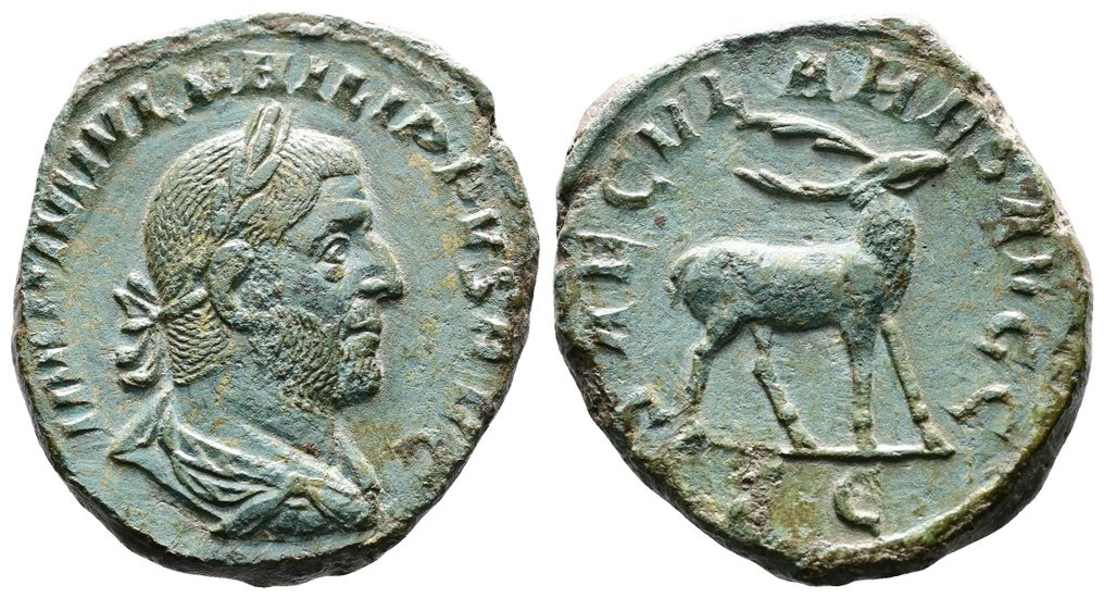 Romeinse Rijk. Philip I  Important issue, part of Series Commemorating the 1000th. anniversary of Rome.. Sestertius 244–249 AD. #2.1