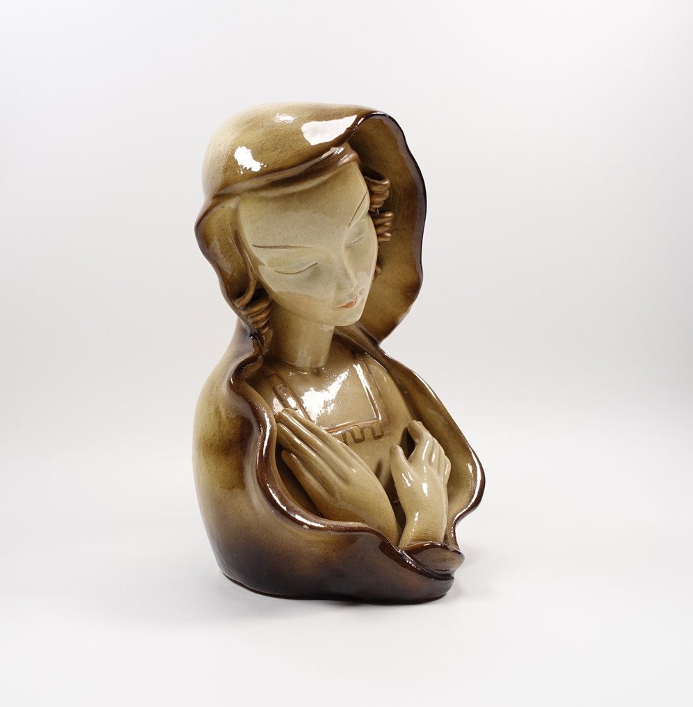 Goldscheider (attr.) - Statuetă - Madonna Déco - Ceramica policroma #2.1