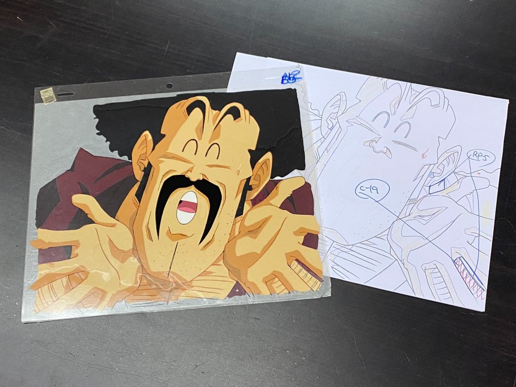 Dragon Ball Z - 1 Cella di animazione originale di Mr. Satan, con copia corrispondente del disegno - in alto! #2.1