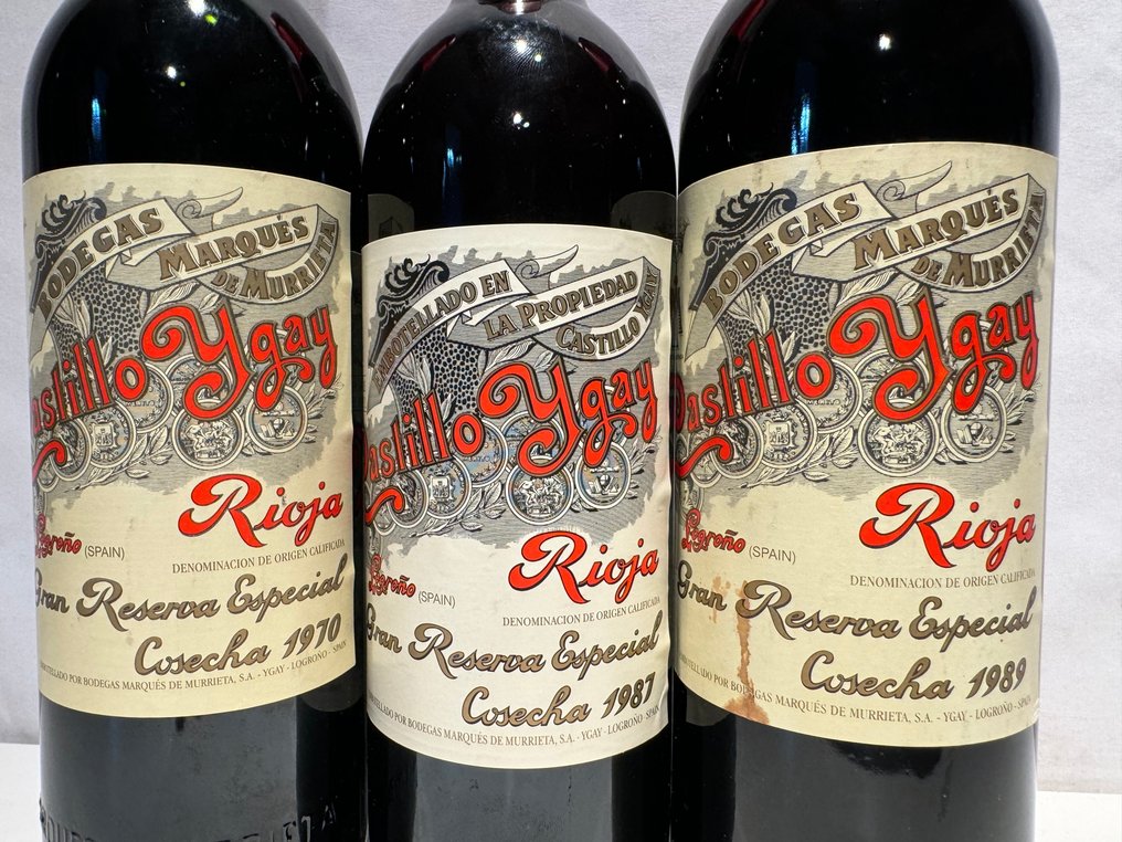Marqués de Murrieta, Castillo Ygay;  1970 & 1987 & 1989 - Rioja Gran Reserva Especial - 3 Flessen (0.75 liter) #2.1