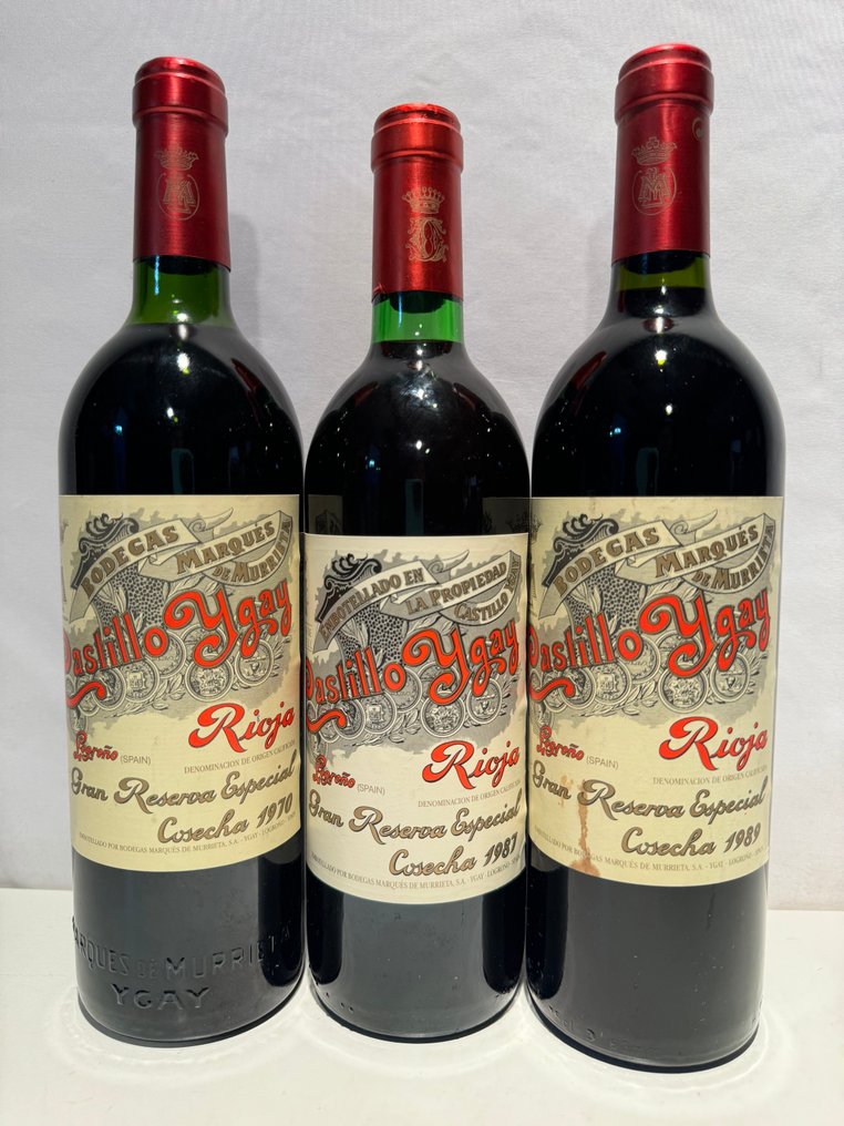 Marqués de Murrieta, Castillo Ygay;  1970 & 1987 & 1989 - Rioja Gran Reserva Especial - 3 Flessen (0.75 liter) #1.1