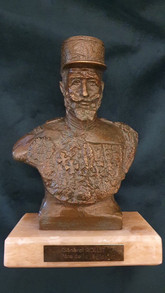 Paltrié - Buste, buste du Général Rollet - 22 cm - Bronze patiné - 1960 #1.1