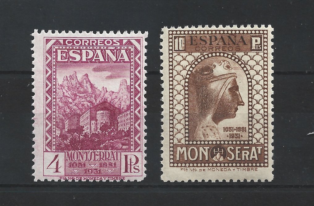 Spania 1931 - monserats komplett serie uten nyere cem-sertifikatfikser - Edifil 636/49 #1.1