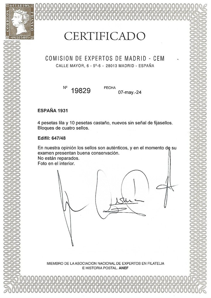 Spania 1931 - monserats komplett serie uten nyere cem-sertifikatfikser - Edifil 636/49 #2.1