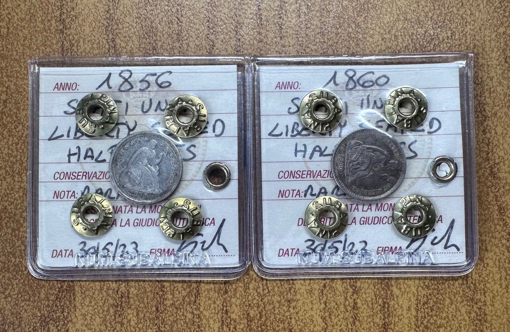 美国. 1/2 dime 1851/1856 (2 monete) Liberty Seated #1.1