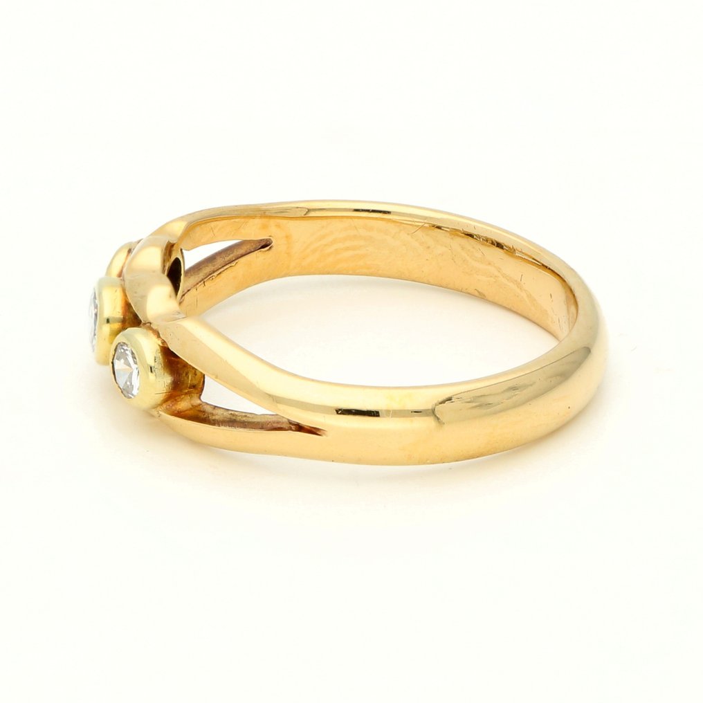 Ring - 14 kt Gult guld -  0.15ct. tw. Diamant  (Natural) #2.1