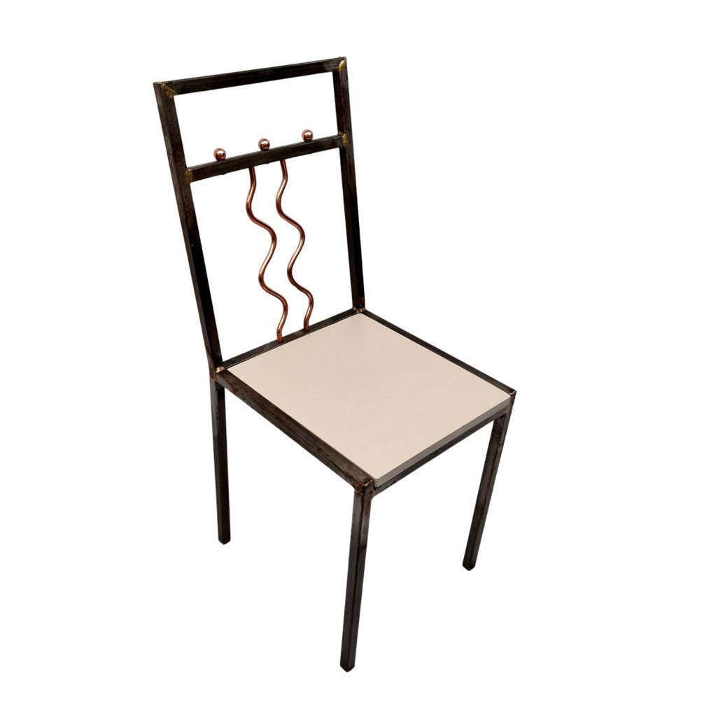 单边椅 - 木, 钢, 铜, 黄铜 #1.1