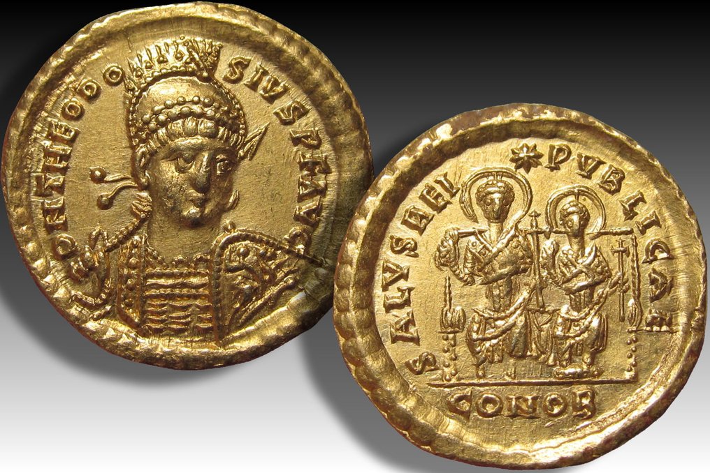 Impreiu Roman. Teodosie al II-lea (AD 402-450). Solidus Constantinople mint circa 425-430 A.D. - sharp strike for the type, lightly toned - #2.1