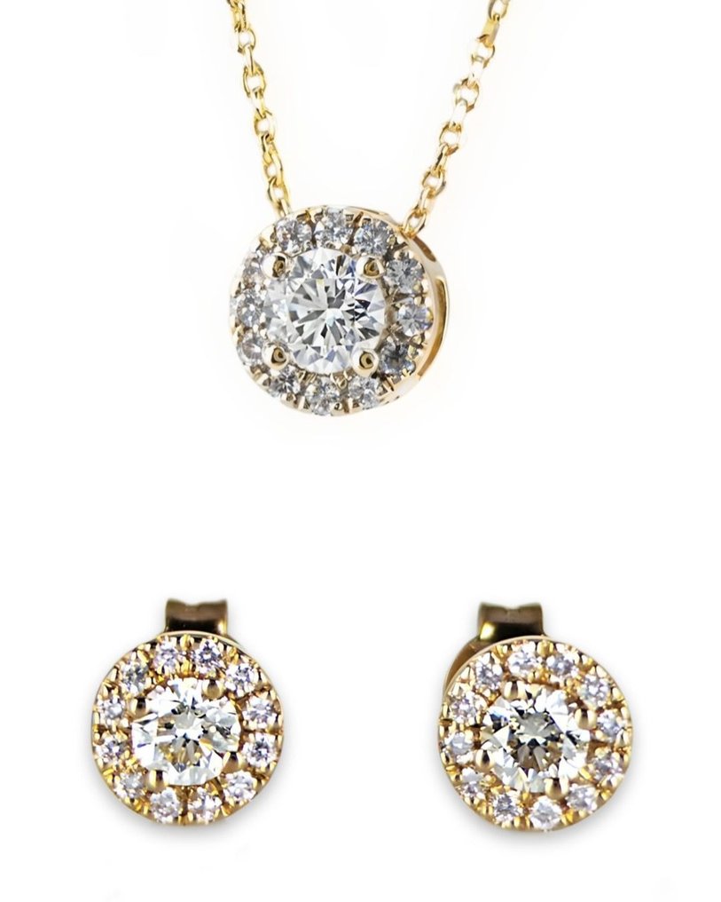 Σετ κοσμημάτων 2 τεμαχίων - 14 καράτια Κίτρινο χρυσό -  0.78ct. tw. Διαμάντι (Φυσικό)  - Διαμάντι #1.0