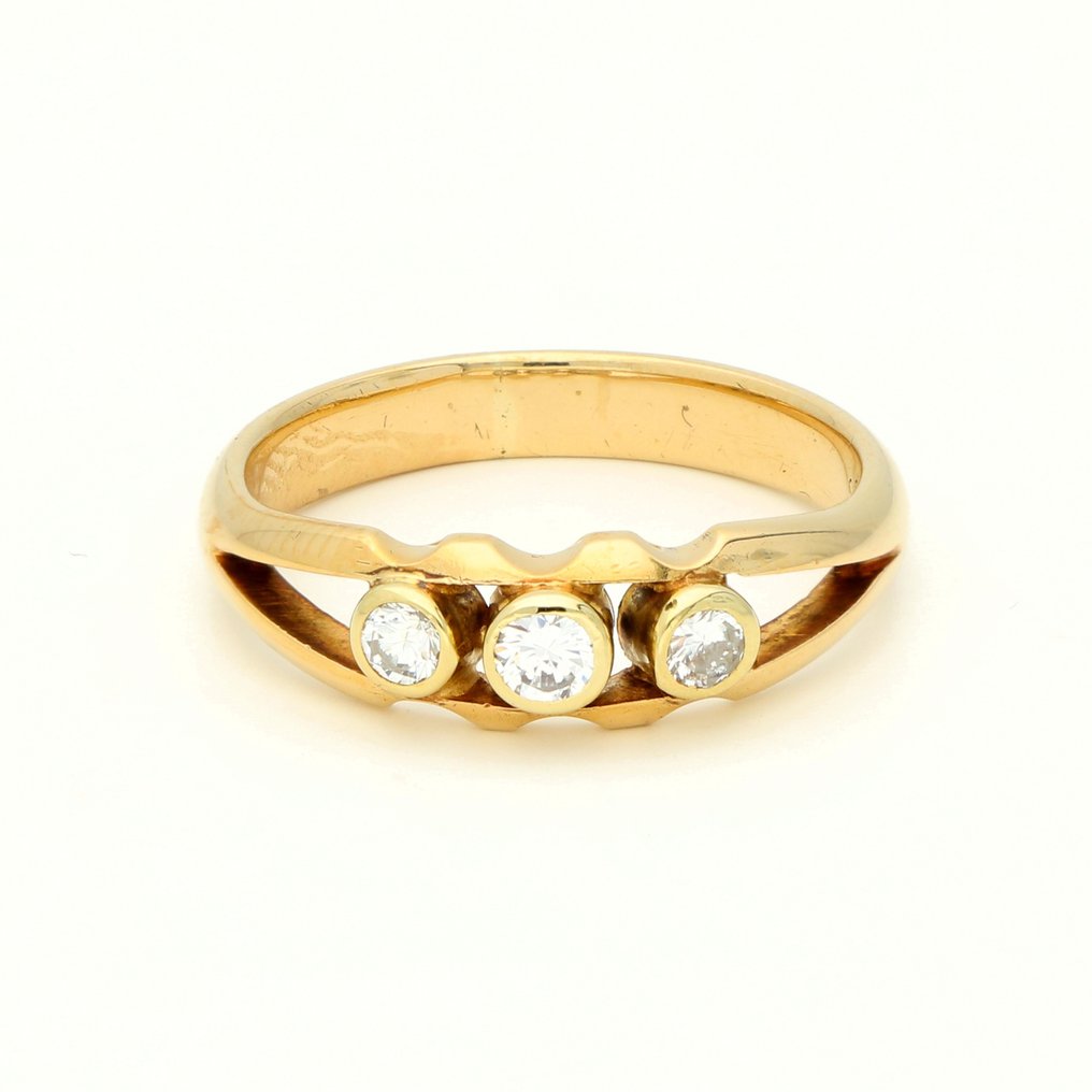 Ring - 14 karaat Geel goud -  0.15ct. tw. Diamant  (Natuurlijk) #1.1