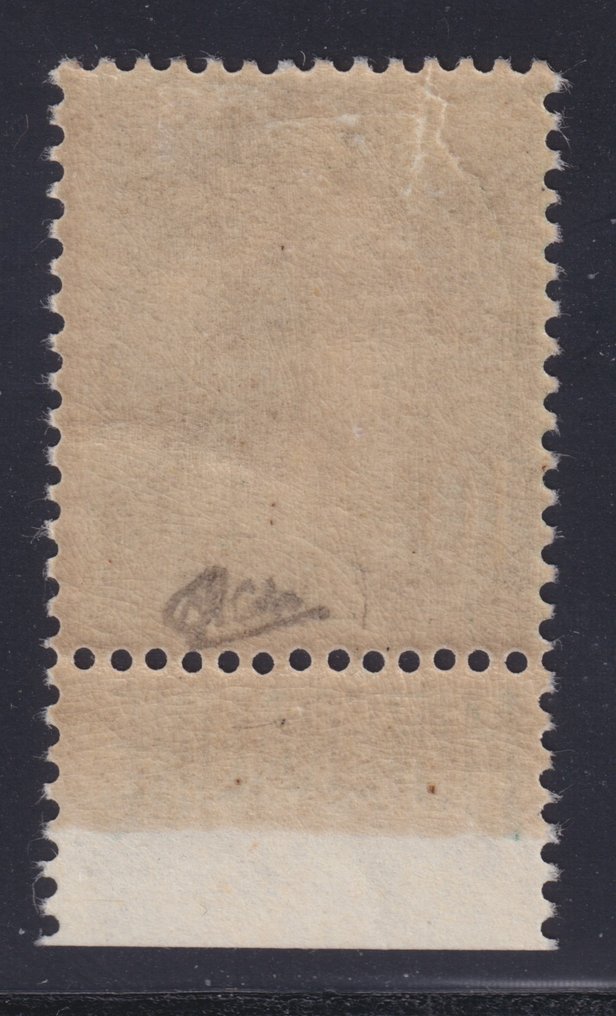 France 1924 - Semeuse 10c vert, n° 188A Neuf* signé Calves, Bandelette publicitaire "Minéraline" Très beau. - Yvert #1.2