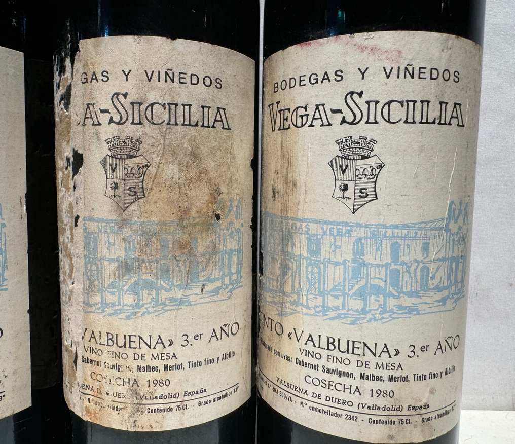 1980 Vega Sicilia, Tinto Valbuena 3º Año - Ribera del Duero - 4 Flasker  (0,75 l) #2.1