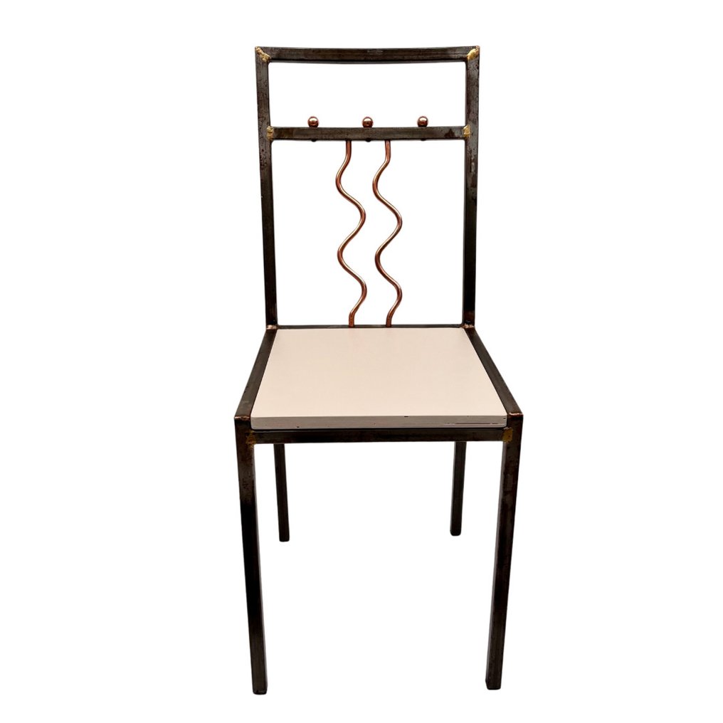 单边椅 - 木, 钢, 铜, 黄铜 #1.2
