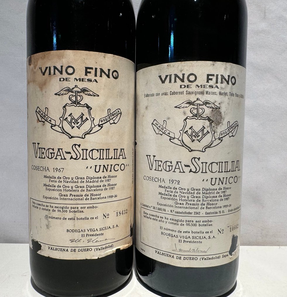 1967 & 1972 Vega Sicilia, Único - Ribera del Duero Gran Reserva - 2 Bottiglie (0,75 L) #2.1