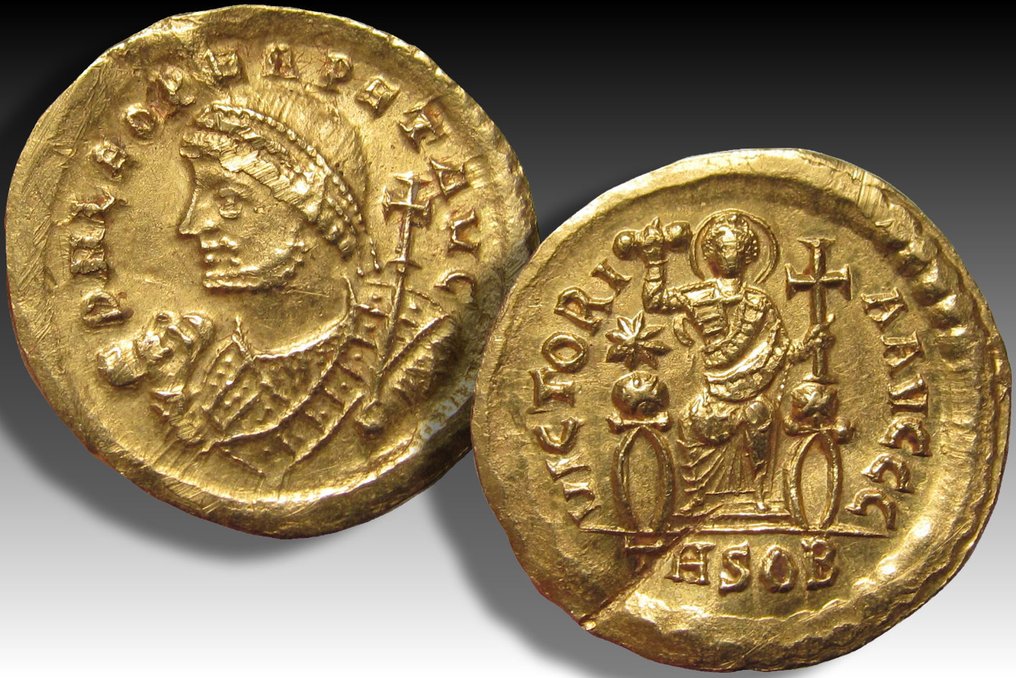 罗马帝国. Leo I the Thracian (AD 457-474). Solidus Thessalonica circa 462 A.D. - extremely rare consular issue + long provenance list + published #2.1