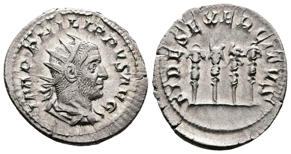 羅馬帝國. Philip I with a Legionary Reverse, Struck on a Broad Flan. Antoninianus 244-249 AD #2.1
