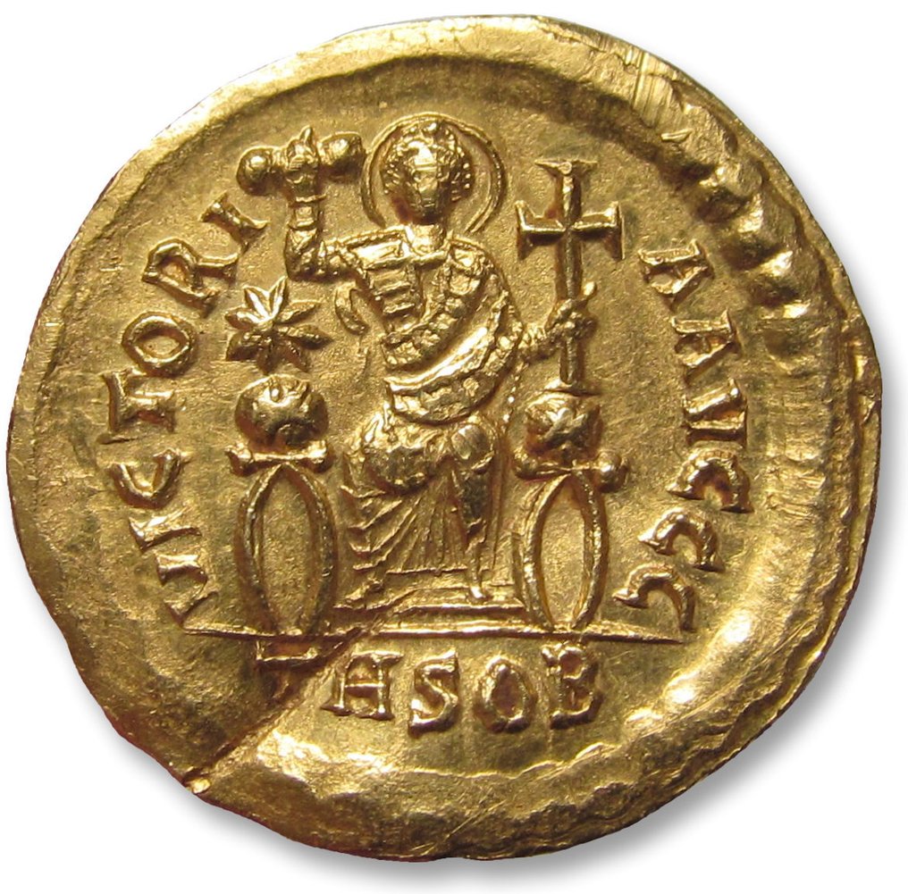 Impero romano. Leo I the Thracian (AD 457-474). Solidus Thessalonica circa 462 A.D. - extremely rare consular issue + long provenance list + published #1.2
