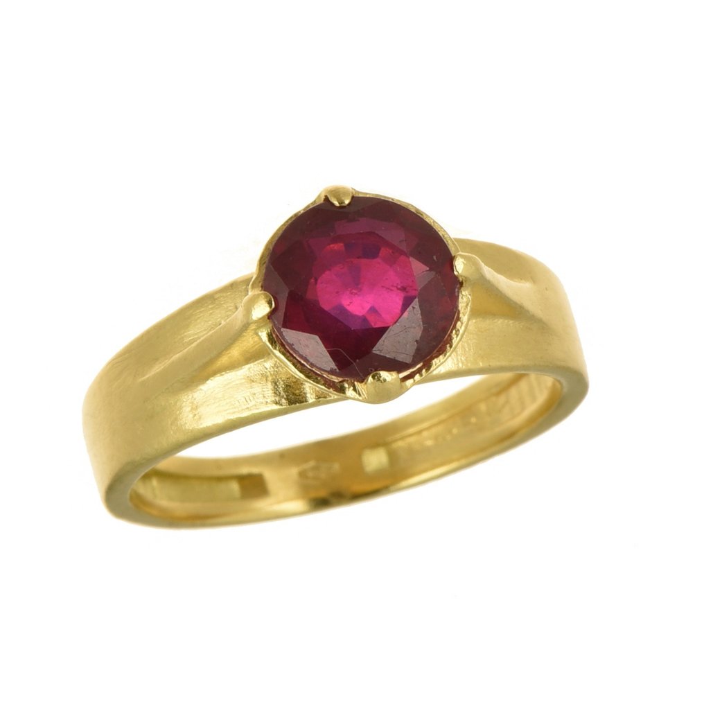 Δαχτυλίδι - 18 καράτια Κίτρινο χρυσό Ρουμπίνι #1.1