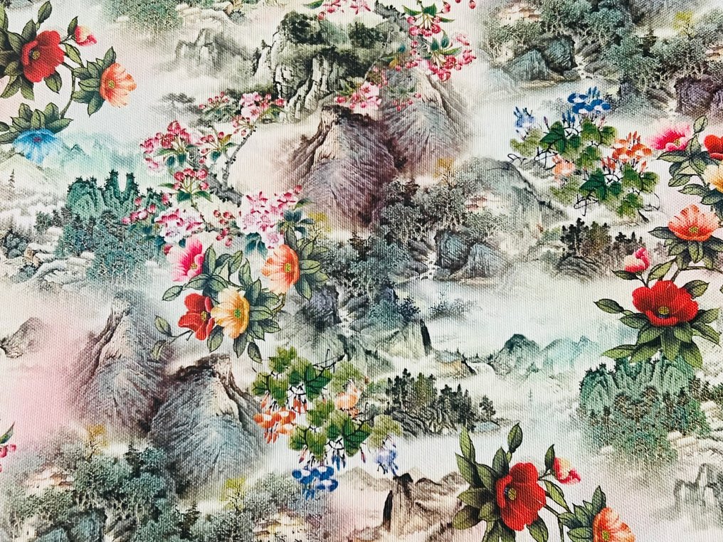 Elegant and Exclusive Panama Cotton - Traditional Chinese Painting - Upholstery fabric  - 300 cm - 280 cm #2.3