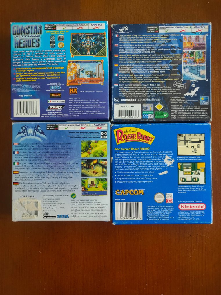 Nintendo - Gameboy Classic & Advance - Gunstar Future Heroes, Castleween, Shining Soul, Roger Rabbit - TV-spel - I originallåda #1.2