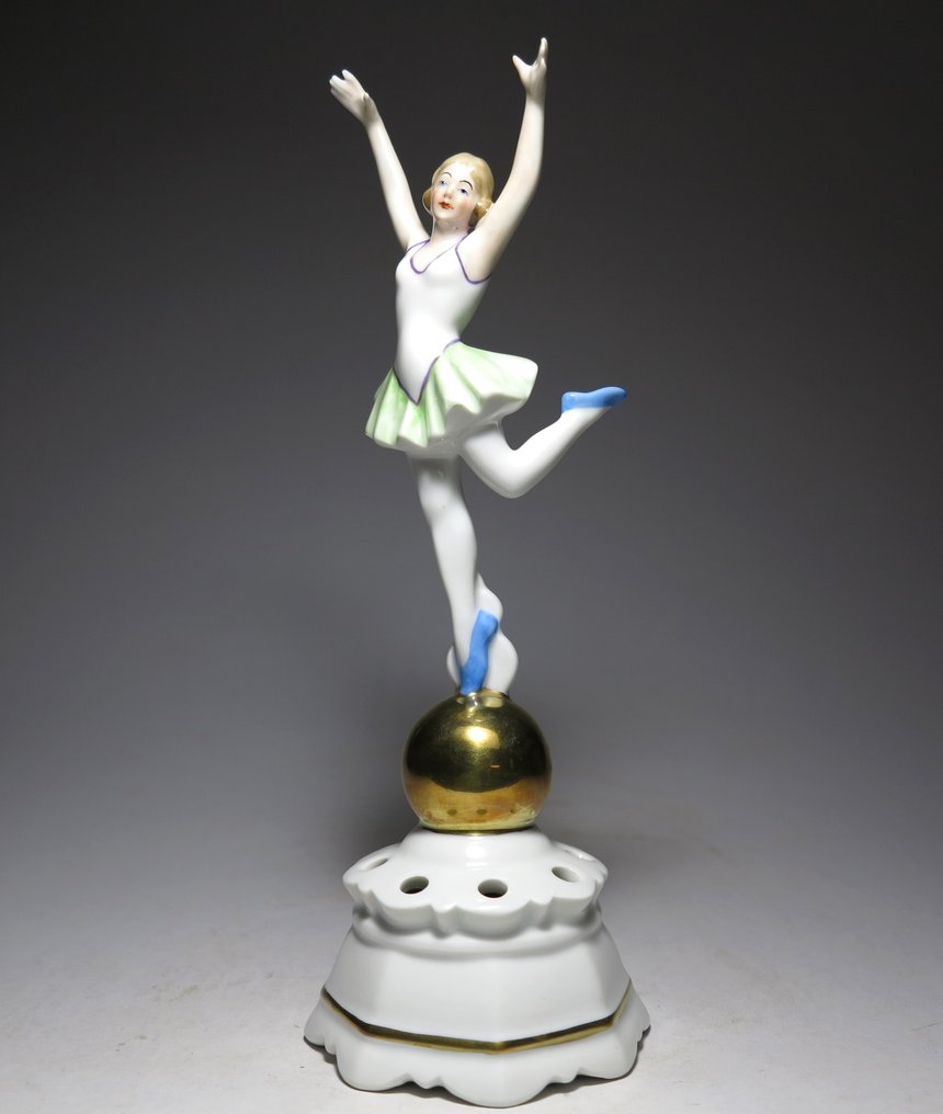 Neue Porzellanfabrik Tettau - Szobor, Art Deco Dancer - 24 cm - Porcelán - 1930 #2.1