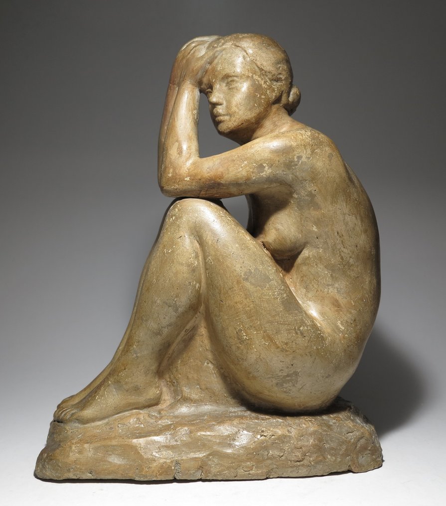 Ujhelyi - Sculptură, Art Deco Sculpture (31cm) - 31 cm - Ceramică, TeracotÄƒ - 1930 #1.2