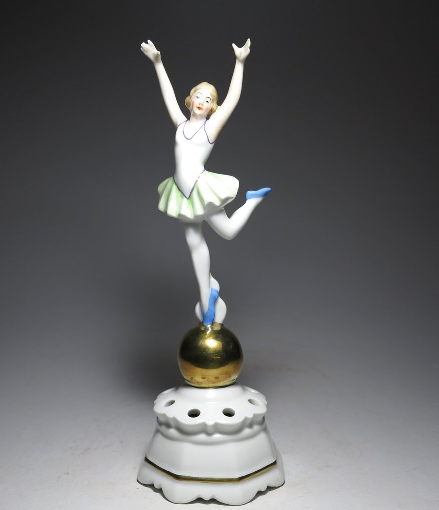 Neue Porzellanfabrik Tettau - Szobor, Art Deco Dancer - 24 cm - Porcelán - 1930 #1.2