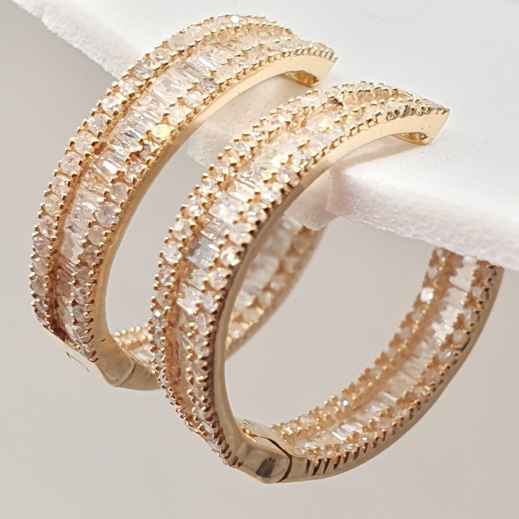 χωρίς τιμή ασφαλείας - Σκουλαρίκια - 18 καράτια Κίτρινο χρυσό - 1.00ct. tw. Διαμάντι (Φυσικό) #1.0