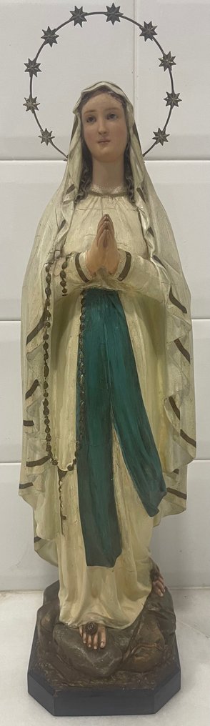 Sculptură, Virgin Mary - 56 cm - Alamă, Lemn #1.1