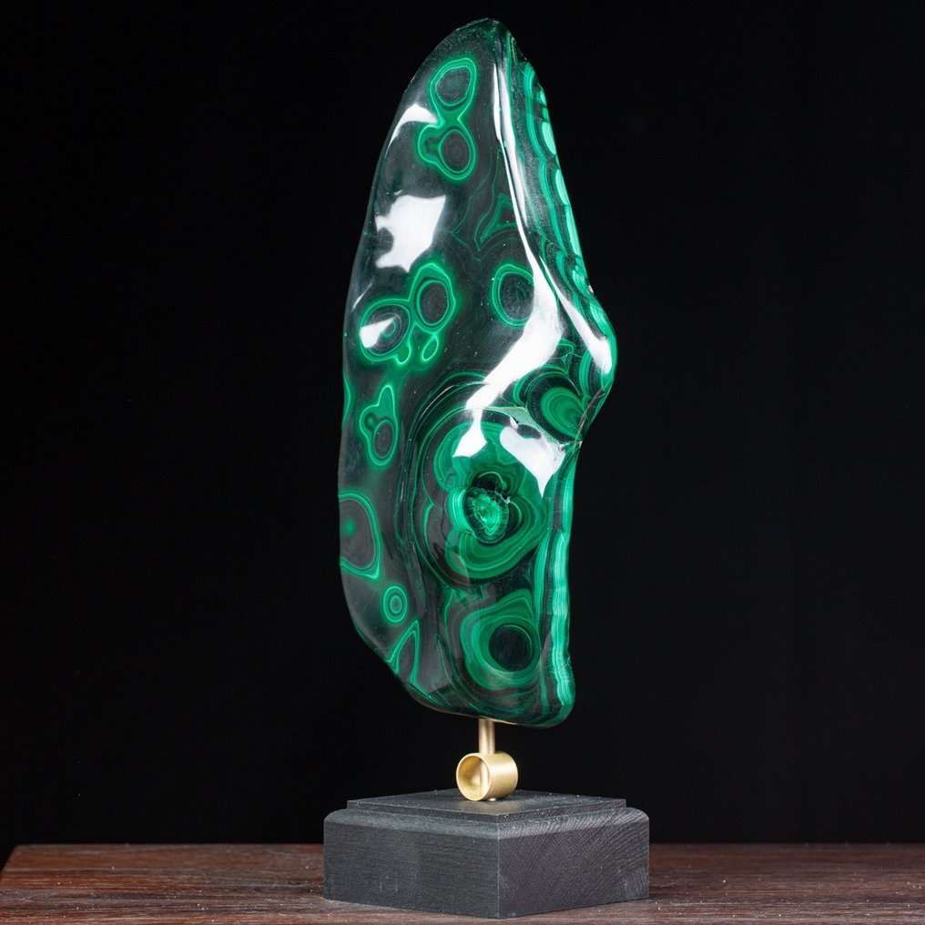 额外品质 - 孔雀石－木和青铜艺术底座 - 高度: 336 mm - 闊度: 125 mm- 2924 g #4.3