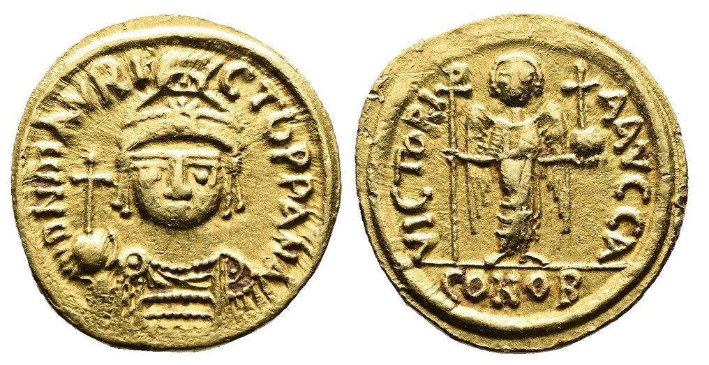 Hortelã de Cartago. Maurice Tiberius. Solidus AD 582-602 #1.1