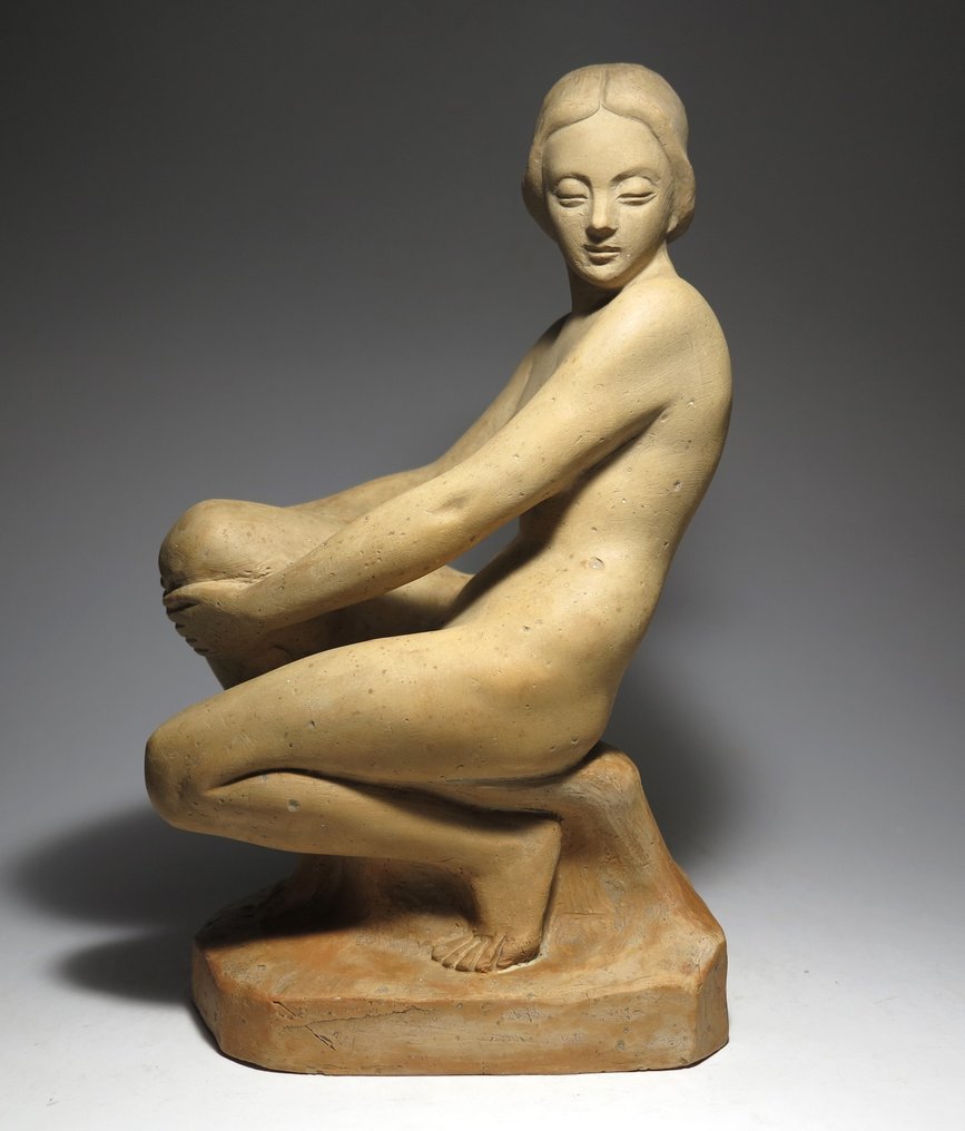 László Gabay (1897-1952). - 雕塑, Art Deco Lady Sculpture (29cm) - 29 cm - 陶瓷 - 1930 #1.2