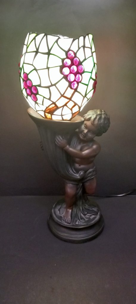 Lampă de masă figurină - Stilul Tiffany secolul al XX-lea - Rășină Patinata - Figurină cu lampă #2.1