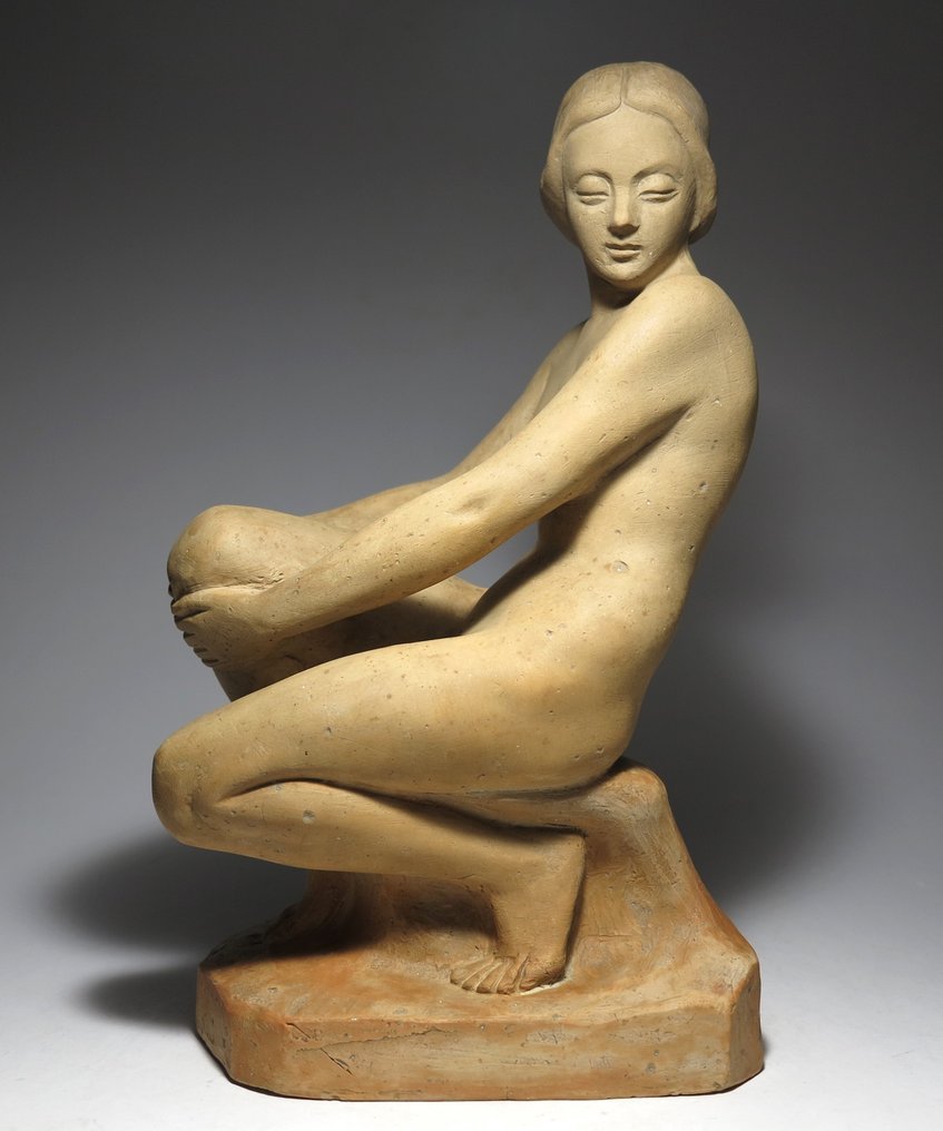 László Gabay (1897-1952). - Szobor, Art Deco Lady Sculpture (29cm) - 29 cm - Kerámia - 1930 #1.1