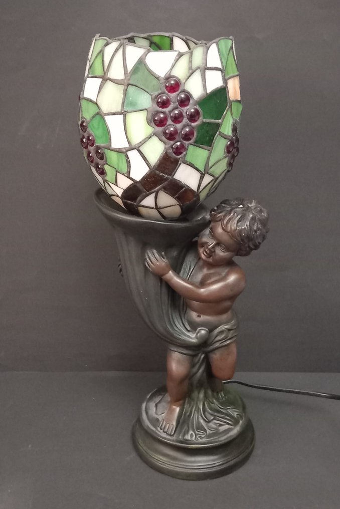 Lampă de masă figurină - Stilul Tiffany secolul al XX-lea - Rășină Patinata - Figurină cu lampă #1.2