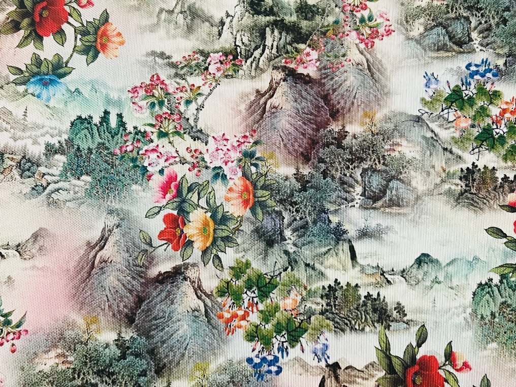 Algodón Panamá Elegante y Exclusivo - Pintura Tradicional China - Tejido de tapicería  - 300 cm - 280 cm #3.2