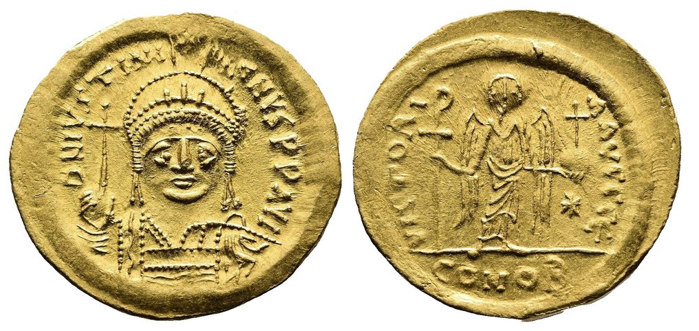 Konstantinopoli. Justinian I.. Solidus AD 527-565  (Ei pohjahintaa) #1.1