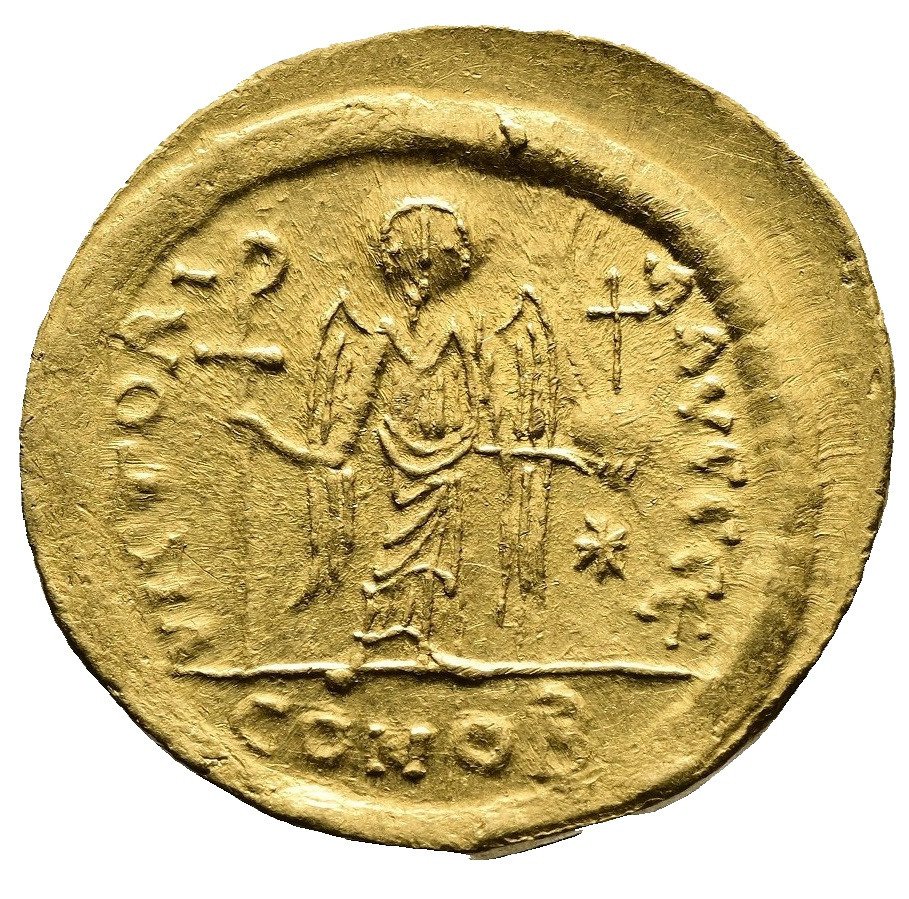 Konstantinopoli. Justinian I.. Solidus AD 527-565  (Ei pohjahintaa) #2.1