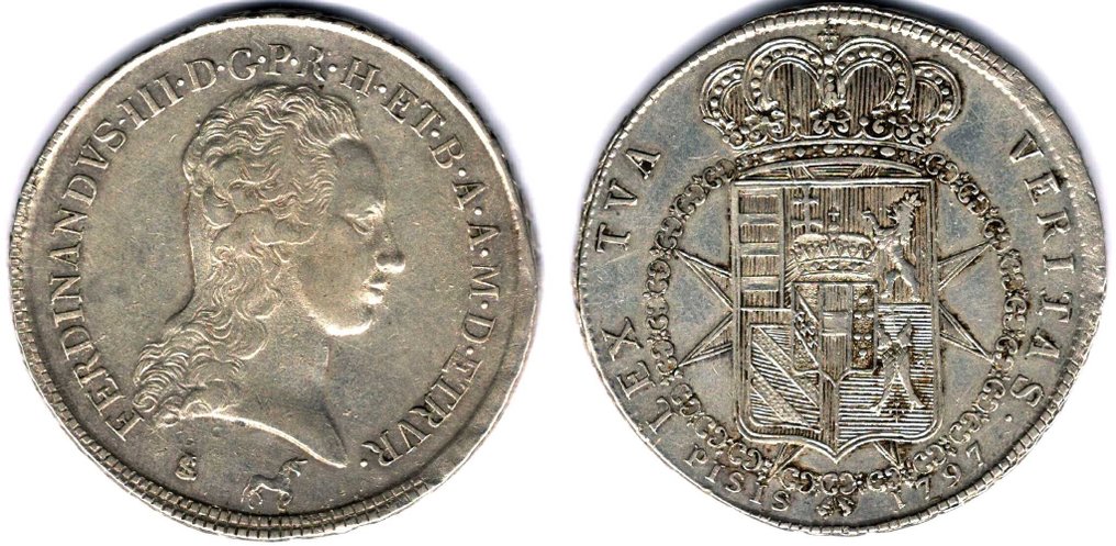 Italia, Gran Ducado de Toscana. Fernando III de Toscana (1791-1824). Francescone 1797 #1.1