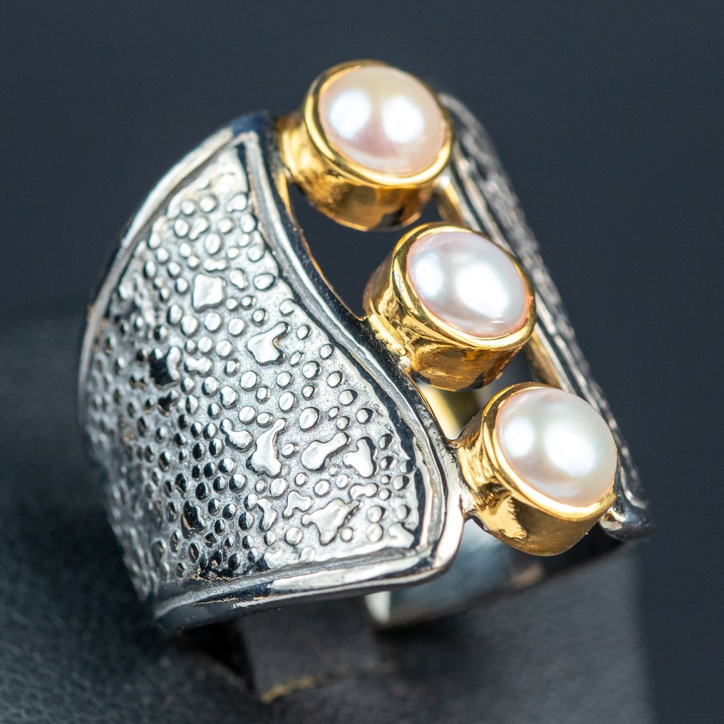 華麗的珍珠戒指 - 高度: 24 mm - 闊度: 24 mm- 13 g #1.2