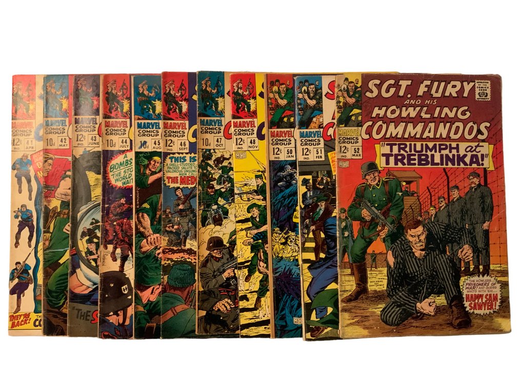 Sgt Fury and his Howling Commandos (1963 Series) # 41, 42, 43, 44, 45, 46, 47, 48, 50, 51 & 52  Silver Age Gems! - Almost Consecutive Run! - 11 Comic collection - Ensipainos - 1967/1968 #2.1