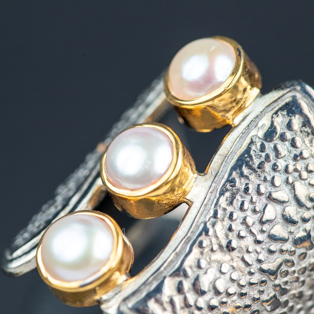 Italian handmade jewel - pearls - silver 925 - Height: 24 mm - Width: 24 mm- 13 g #3.2